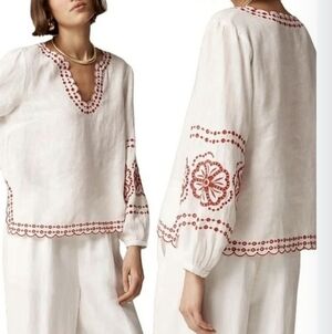 NWT's J. Crew Bungalow Linen Eyelet Blouse Size XS